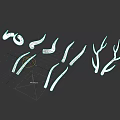 Golden Ornamental Horn And Branch Shapes With Various Designs On Black Background