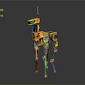 Mechanical Deer Creature Character With Yellow Blue Body And Long Legs Design