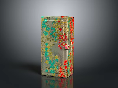 Decorative Glass Box With Colorful Floral Pattern Green Red Gold And Gold Clasp Detail 3d model