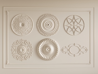 Gypsum lamp panel carved lamp panel chandelier base round lamp panel gypsum component 3d model