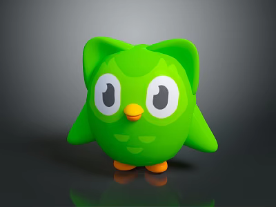 Green Cartoon Owl Toy With Big Eyes Orange Beak And Cute Design 3d model