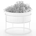 Indoor Bonsai Potted Plant with Black Pot and Golden Stand Featuring Various Green Plants