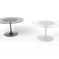 Two Round Gray And White Dining Tables With Pedestal Base Design 3d model