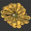 Fresh Yellow Bananas Bunch with Ripe Fruits on White Background