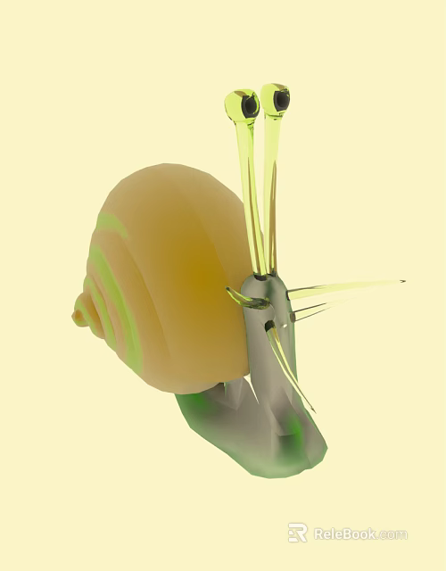 Unique Reptile With Yellow Green Stripes And Transparent Antennae On Pale Yellow Background 3d model 