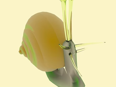 Unique Reptile With Yellow Green Stripes And Transparent Antennae On Pale Yellow Background 3d model