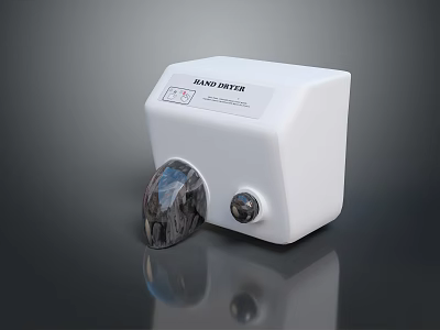 Efficient White Automatic Sensor Hand Dryer For Fast Drying In Bathroom 3d model