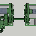 Green Industrial Equipment With Large Rollers Connecting Shaft And Metal Base
