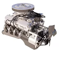 Detailed Metal Engine Assembly With Cylinder Block Pulleys And Valves