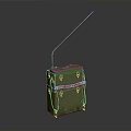 Vintage Military Radio Communication Device with Long Antenna Green Metal Case and Carry Straps