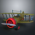 Vintage Biplane Model Airplane Green And Red With Propeller Wheels And Open Cockpit