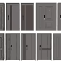 Various Security Doors With Modern Designs And Different Panel Styles For Home Entry 3d model