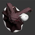 Anime Female Character With Purple Long Hair Holding White Ghost Companion In Black Red Dress