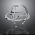 White Circular Mechanical Structure Model With Support Arms And Inner Details