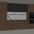 Modern Wooden Wine Cabinet With Black Doors And Marble Countertop Design