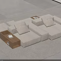 Modern Sectional Sofa With Soft Cushions On Beige Rug And Wooden Side Tables