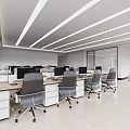 Modern Office Interior Design With Spacious Layout Ergonomic Gray Chairs And Neat Workstations 3d model