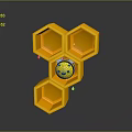 Yellow Hexagonal Honeycomb Structure Featuring Smiley Face Yellow Ball In Center 3d model