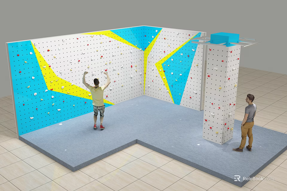 Indoor Climbing Wall Sports Equipment with Colorful Holds and Safe Design for Training Activities 3d model 