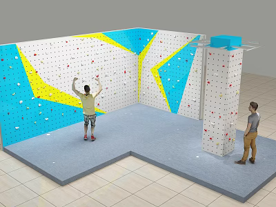 Indoor Climbing Wall Sports Equipment with Colorful Holds and Safe Design for Training Activities 3d model