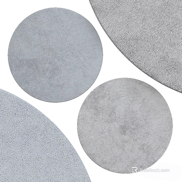 Gray Round Rugs With Textured Surface For Home Decoration 3d model