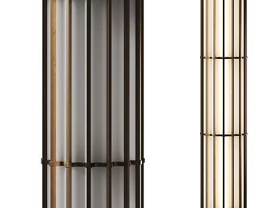 Modern Minimalist Floor Lamp With Vertical Metal Bars And Warm Ambient Lighting 3d model