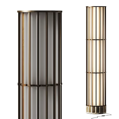 Modern Minimalist Floor Lamp With Vertical Metal Bars And Warm Ambient Lighting 3d model