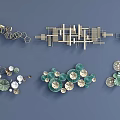 Modern Stylish Wall Decor With Geometric And Floral Patterns Gold Green Accents