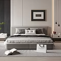 Modern Bedroom Interior Design With Bed Nightstands Armchair Plant Wall Art And Wardrobe