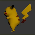 Cute Yellow Cartoon Character and Fictional Creature with Black Ears Red Cheeks in Standing Pose