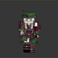 Pixel Art Armored Man Wearing Green Helmet And Red Armor Against Gray Background