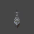 Large Gray Military Battleship with Turrets Mast and Deck on Water
