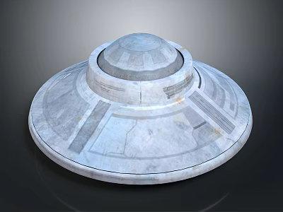 UFO Shaped Disc Structure Featuring Circular Dome And Geometric Texture On Gray Surface 3d model