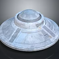 UFO Shaped Disc Structure Featuring Circular Dome And Geometric Texture On Gray Surface 3d model