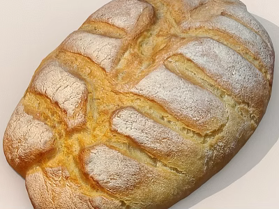 Freshly Baked Artisanal Bread Loaf With Golden Crust And Flour Dusting 3d model