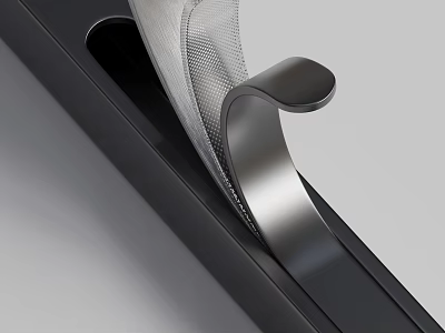 Contemporary Metal Part Featuring Curved Design Mesh Structure And Sleek Black Silver Finish 3d model
