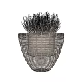 Bonsai Potted Plant with Woven Texture Pot and Slender Dried Grass