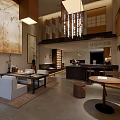 New Chinese Style Tea Shop Leisure Space With Comfortable Stylish Sofa And Coffee Table Combinations