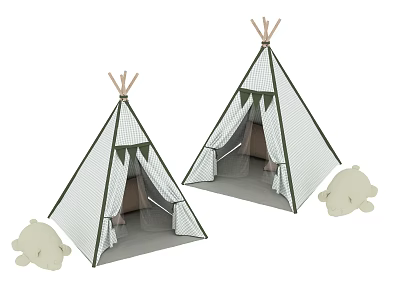 Children's Teepee Play Tents With Mesh Fabric And Teddy Bear Toys 3d model