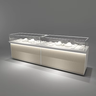 Modern Jewelry Store Display Cases With Glass Counter And Illuminated Jewelry Items 3d model