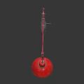 Red Floor Lamp With Adjustable Arm And Small Shelves On Base 3d model
