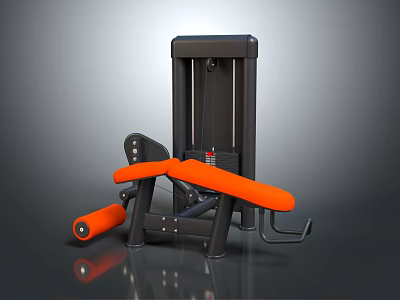 Seated Strength Training Fitness Machine With Orange Padded Seat Backrest And Black Metal Frame 3d model