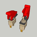 Red Toggle Switches With Metal Base And Yellow Pins For Electrical Use 3d model