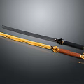 Modern Weapon Sword Featuring Black Gold Scabbard And Brown Handle Design