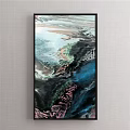 Vibrant Traditional Chinese Landscape Painting With Mountains Rivers Trees And Misty Clouds