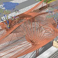 Bamboo undulating shape gallery pavilion 3d model