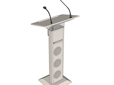 Functional Desk with Two Microphones and Speakers for Public Speaking 3d model