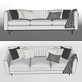 Modern Three-Seat Sofa Multi-Person Sofa Casual Sofa Long Sofa Blanket 3d model