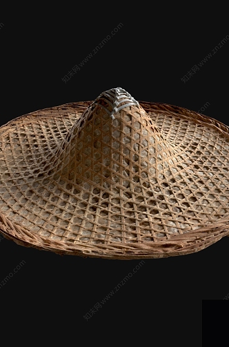 Old Chinese Style Bamboo-woven Sunhat 3d model