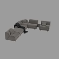 Modern Light Gray Sectional Sofa Interior Design With Throw Pillows And Cozy Blanket 3d model